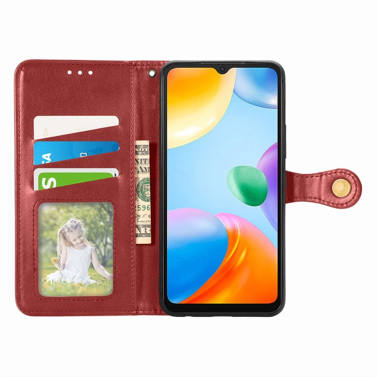 For Xiaomi Redmi 10C Retro Solid Color Buckle Leather Phone Case