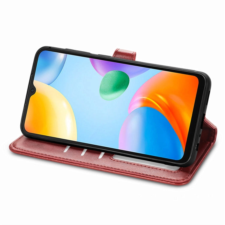 For Xiaomi Redmi 10C Retro Solid Color Buckle Leather Phone Case