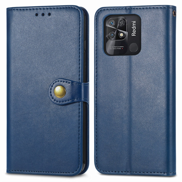 For Xiaomi Redmi 10C Retro Solid Color Buckle Leather Phone Case