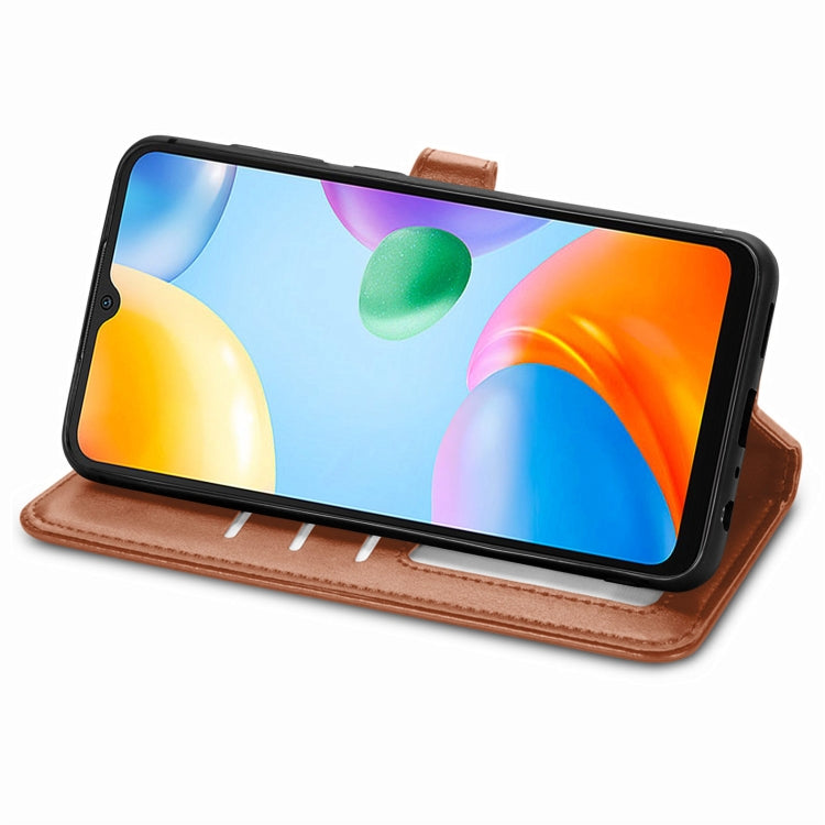 For Xiaomi Redmi 10C Retro Solid Color Buckle Leather Phone Case