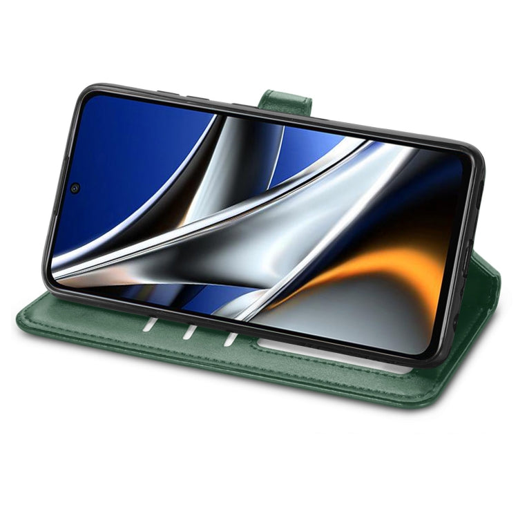 For Xiaomi Poco X4 Pro 5G Retro Solid Color Buckle Leather Phone Case