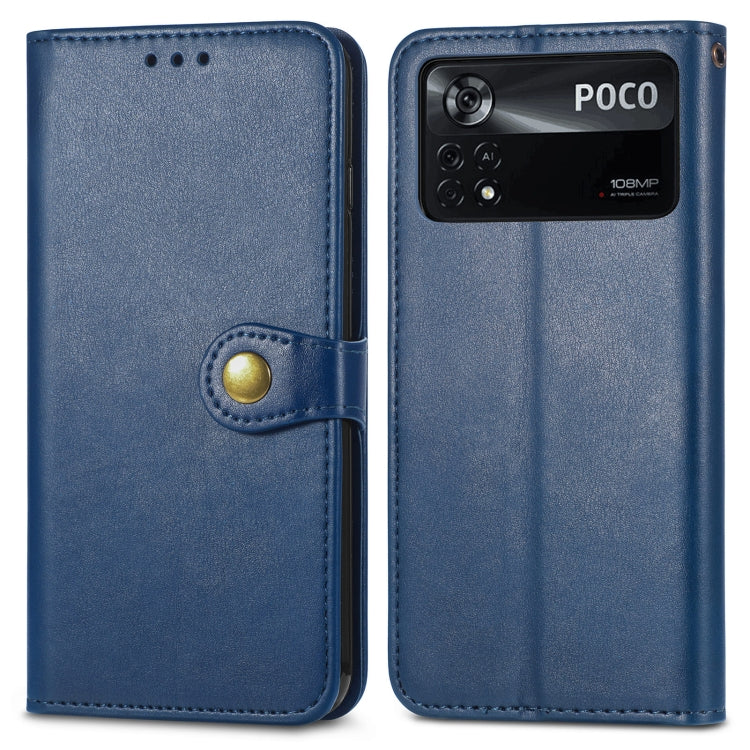 For Xiaomi Poco X4 Pro 5G Retro Solid Color Buckle Leather Phone Case