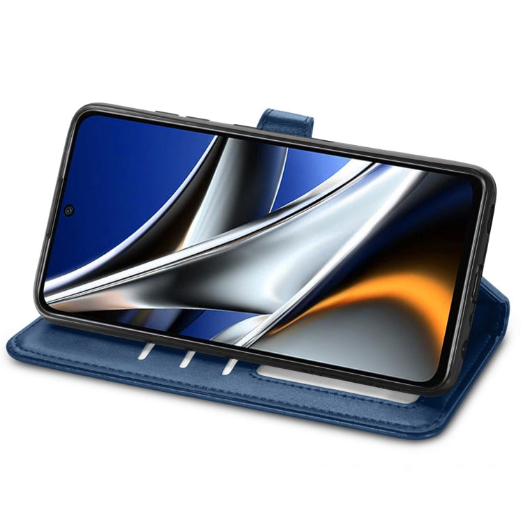 For Xiaomi Poco X4 Pro 5G Retro Solid Color Buckle Leather Phone Case