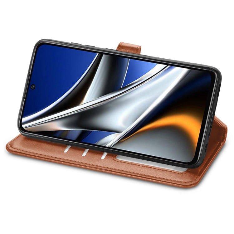 For Xiaomi Poco X4 Pro 5G Retro Solid Color Buckle Leather Phone Case