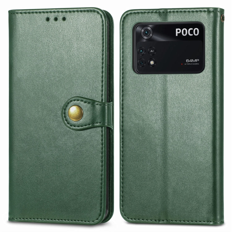 For Xiaomi Poco M4 Pro Retro Solid Color Buckle Leather Phone Case