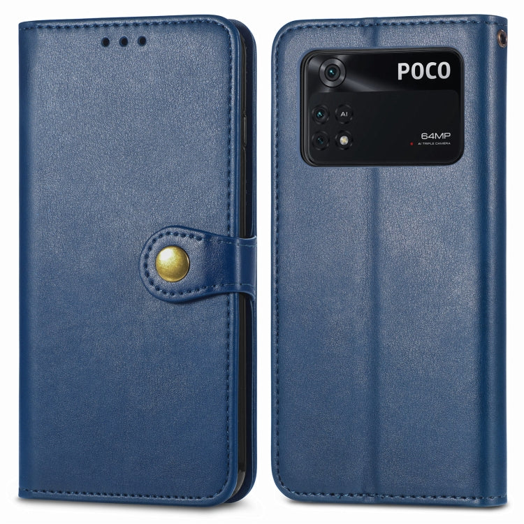 For Xiaomi Poco M4 Pro Retro Solid Color Buckle Leather Phone Case