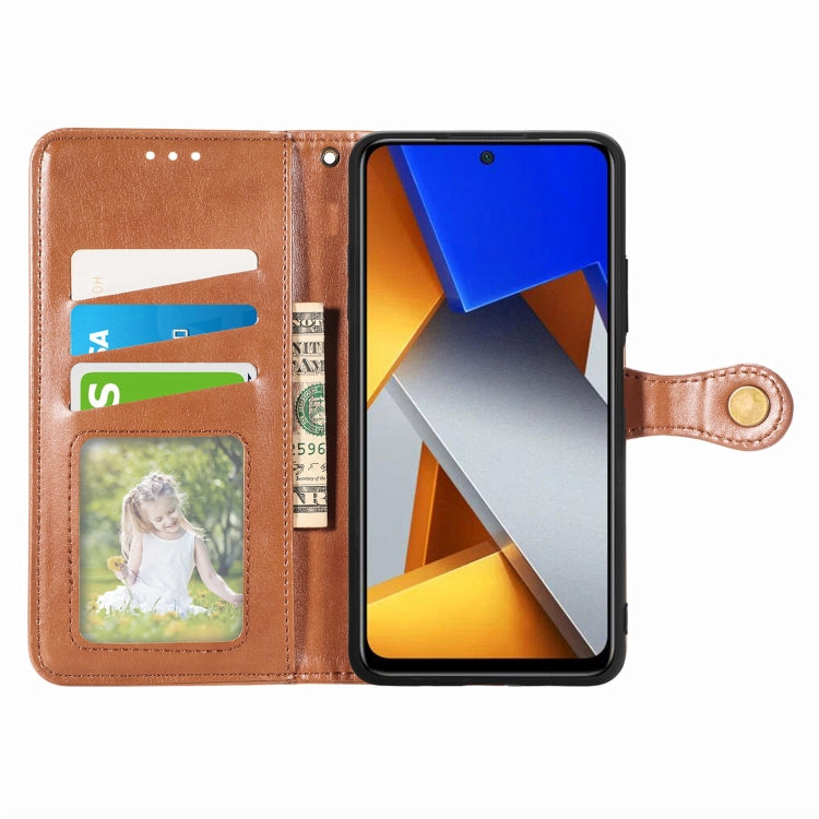 For Xiaomi Poco M4 Pro Retro Solid Color Buckle Leather Phone Case