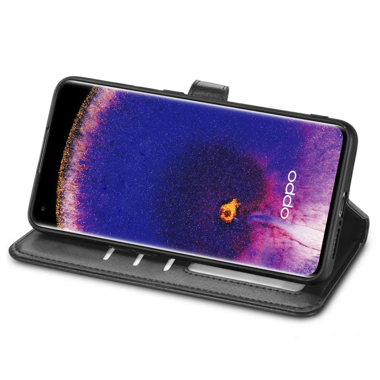 For OPPO Find X5 Pro Retro Solid Color Buckle Leather Phone Case