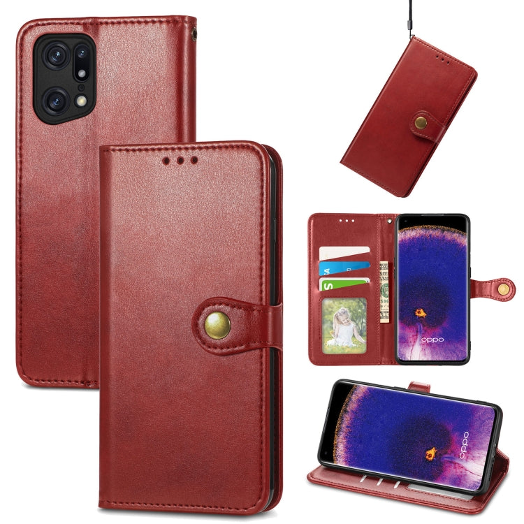 For OPPO Find X5 Pro Retro Solid Color Buckle Leather Phone Case