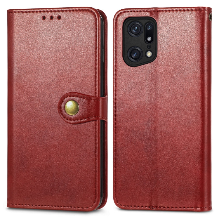 For OPPO Find X5 Pro Retro Solid Color Buckle Leather Phone Case