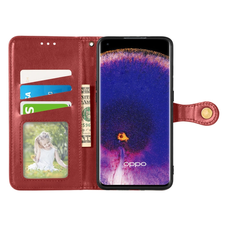 For OPPO Find X5 Pro Retro Solid Color Buckle Leather Phone Case