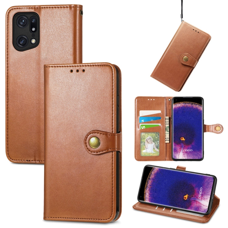 For OPPO Find X5 Pro Retro Solid Color Buckle Leather Phone Case