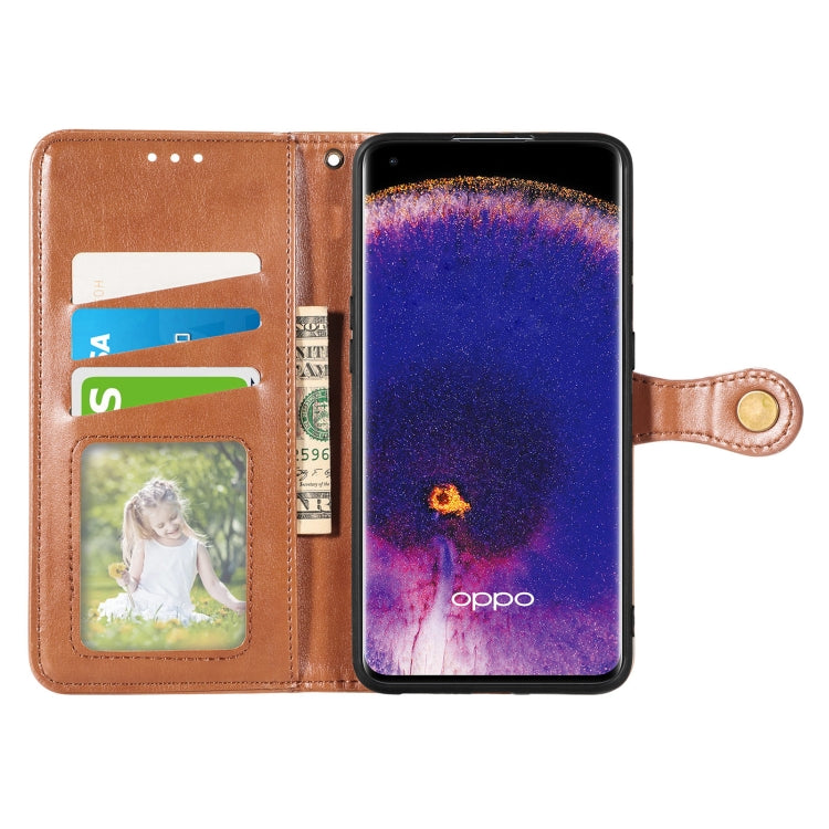 For OPPO Find X5 Pro Retro Solid Color Buckle Leather Phone Case