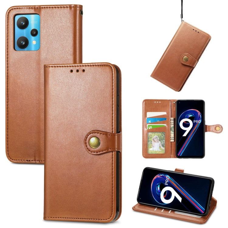 For OPPO Realme 9 Pro+ 5G Retro Solid Color Buckle Leather Phone Case