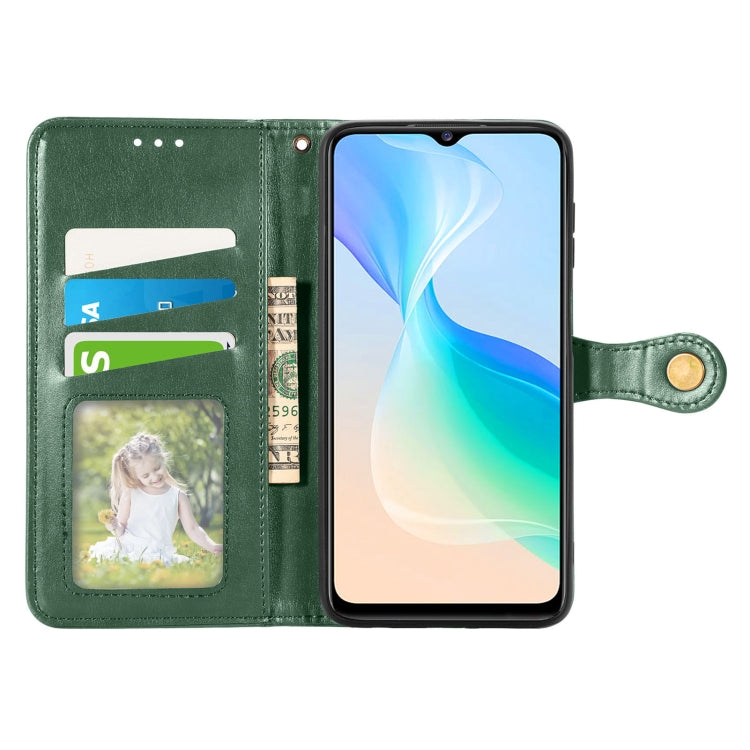 For vivo Y76 5G Retro Solid Color Buckle Leather Phone Case