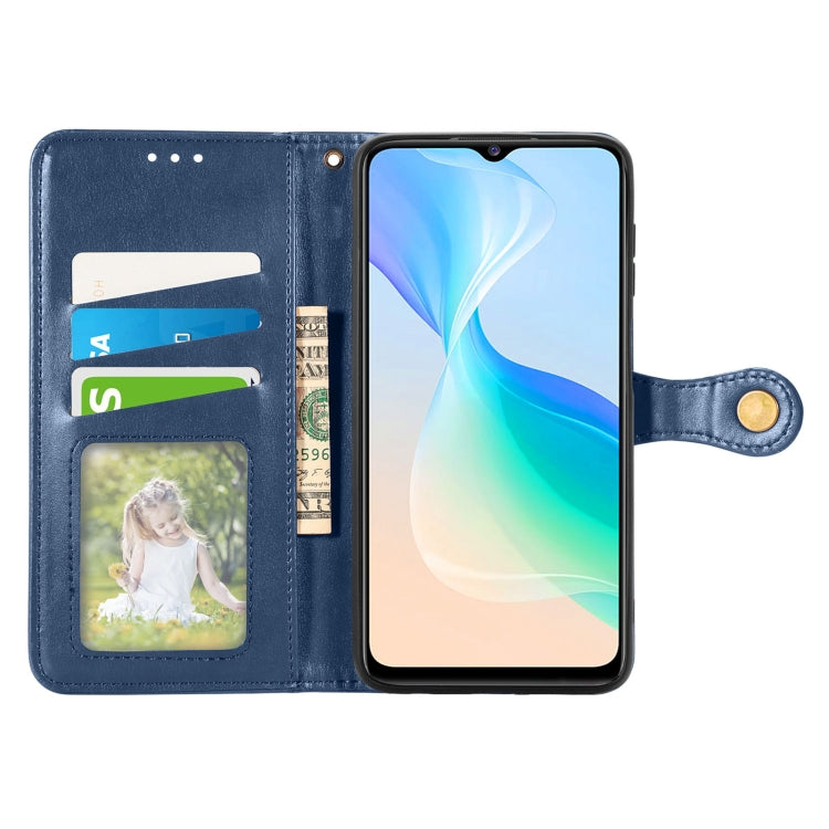 For vivo Y76 5G Retro Solid Color Buckle Leather Phone Case