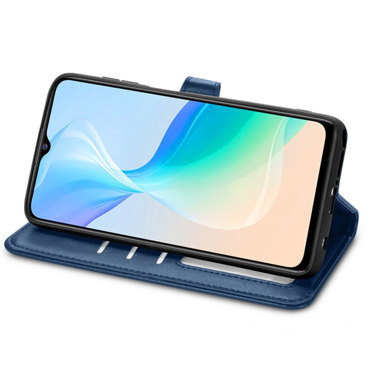 For vivo Y76 5G Retro Solid Color Buckle Leather Phone Case