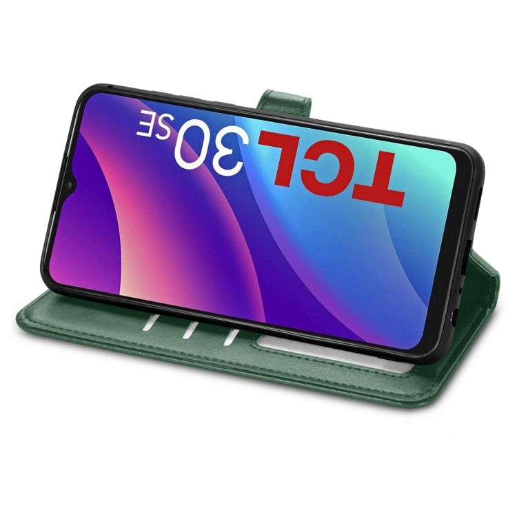 For TCL 30 SE Retro Solid Color Buckle Leather Phone Case