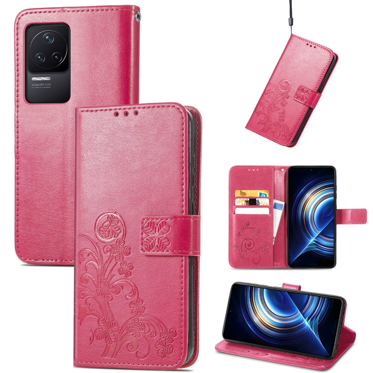 For Xiaomi Redmi K50 Pro Four-leaf Clasp Embossed Buckle Leather Phone Case