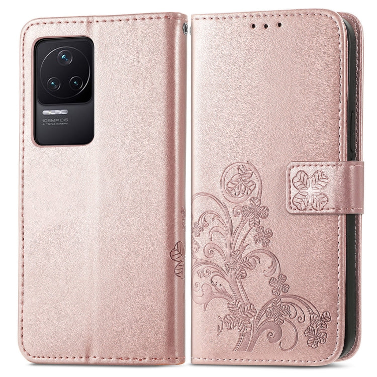 For Xiaomi Redmi K50 Pro Four-leaf Clasp Embossed Buckle Leather Phone Case