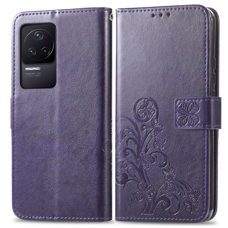For Xiaomi Redmi K50 Pro Four-leaf Clasp Embossed Buckle Leather Phone Case