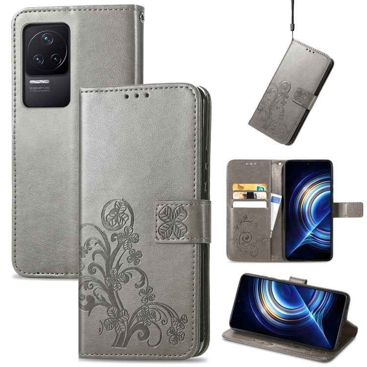 For Xiaomi Redmi K50 Pro Four-leaf Clasp Embossed Buckle Leather Phone Case