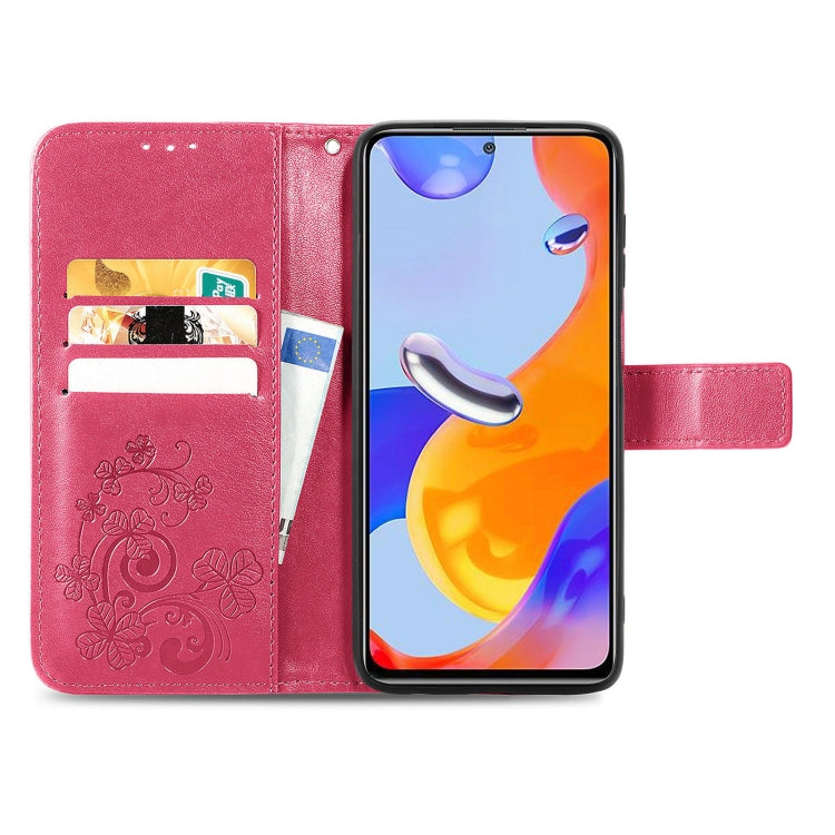 For Xiaomi Redmi Note 11 Pro 4G Global Four-leaf Clasp Embossed Buckle Leather Phone Case