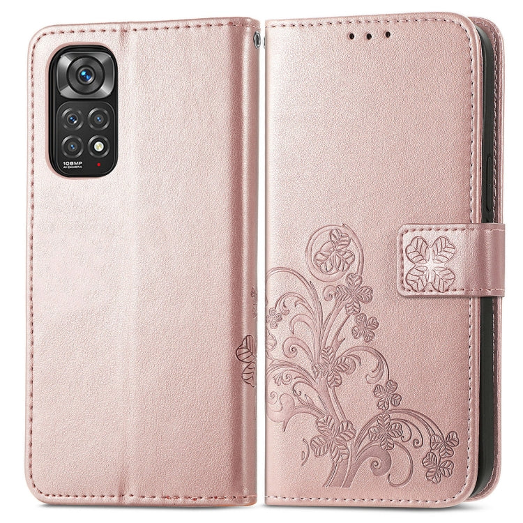 For Xiaomi Redmi Note 11 Pro 4G Global Four-leaf Clasp Embossed Buckle Leather Phone Case