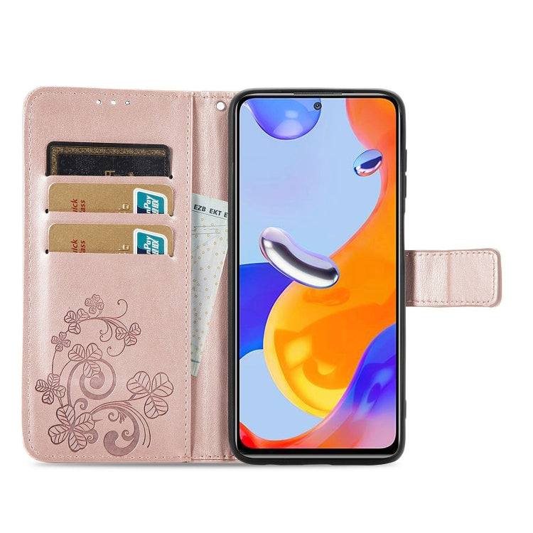 For Xiaomi Redmi Note 11 Pro 4G Global Four-leaf Clasp Embossed Buckle Leather Phone Case