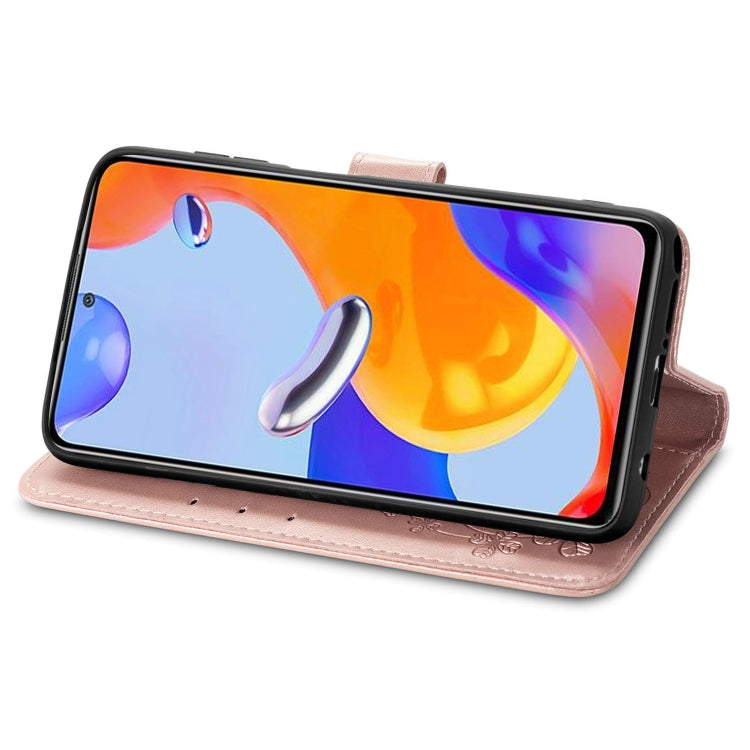 For Xiaomi Redmi Note 11 Pro 4G Global Four-leaf Clasp Embossed Buckle Leather Phone Case