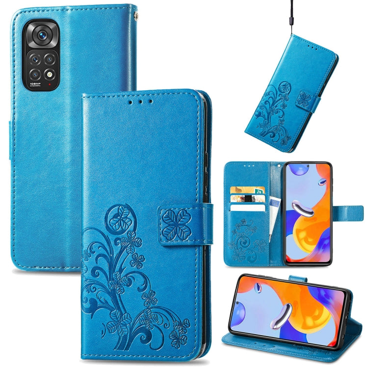 For Xiaomi Redmi Note 11 Pro 4G Global Four-leaf Clasp Embossed Buckle Leather Phone Case
