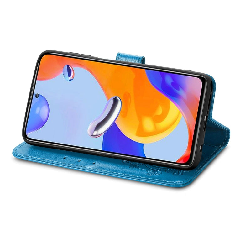 For Xiaomi Redmi Note 11 Pro 4G Global Four-leaf Clasp Embossed Buckle Leather Phone Case