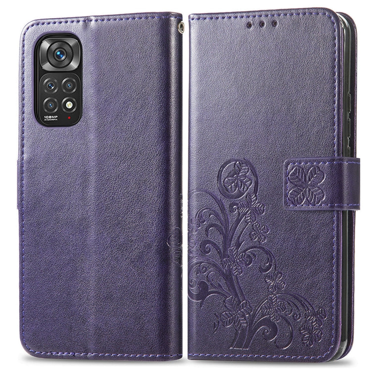 For Xiaomi Redmi Note 11 Pro 4G Global Four-leaf Clasp Embossed Buckle Leather Phone Case