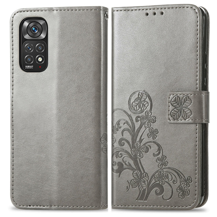For Xiaomi Redmi Note 11 Pro 4G Global Four-leaf Clasp Embossed Buckle Leather Phone Case