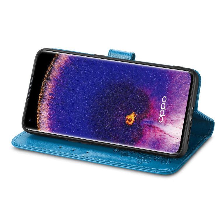 For OPPO Find X5 Four-leaf Clasp Embossed Buckle Leather Phone Case