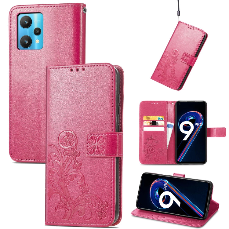 For OPPO Realme 9 Pro Four-leaf Clasp Embossed Buckle Leather Phone Case
