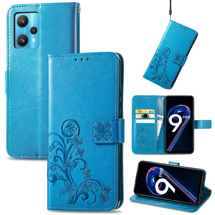For OPPO Realme 9 Pro Four-leaf Clasp Embossed Buckle Leather Phone Case