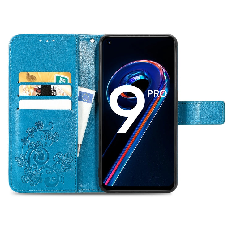 For OPPO Realme 9 Pro Four-leaf Clasp Embossed Buckle Leather Phone Case