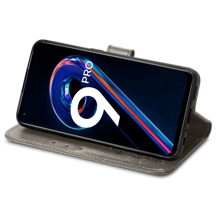 For OPPO Realme 9 Pro Four-leaf Clasp Embossed Buckle Leather Phone Case