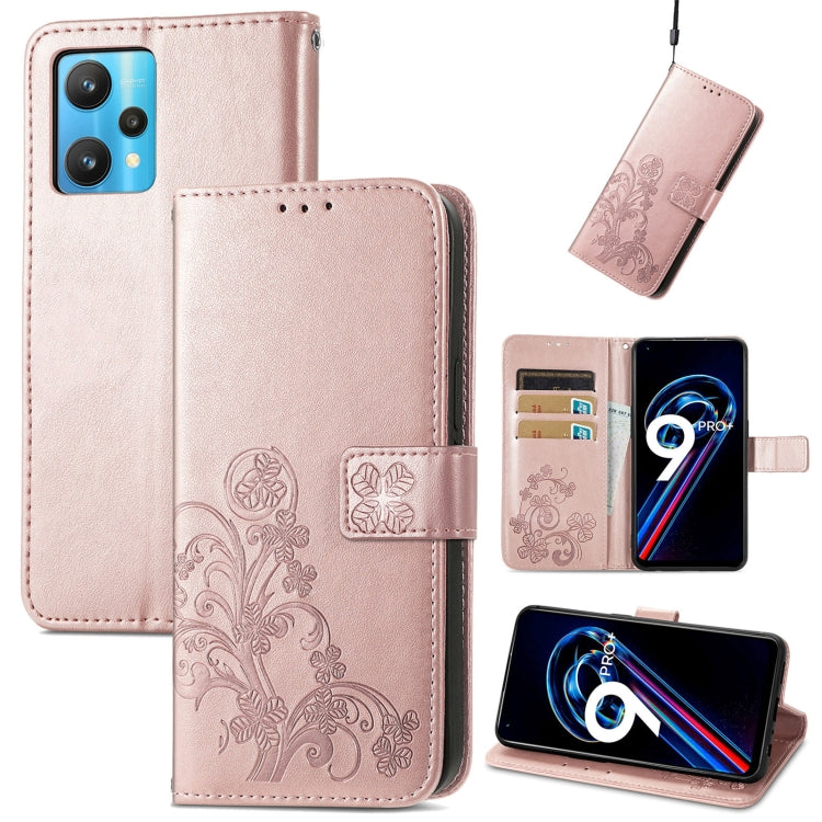 For OPPO Realme 9 Pro+ 5G Four-leaf Clasp Embossed Buckle Leather Phone Case