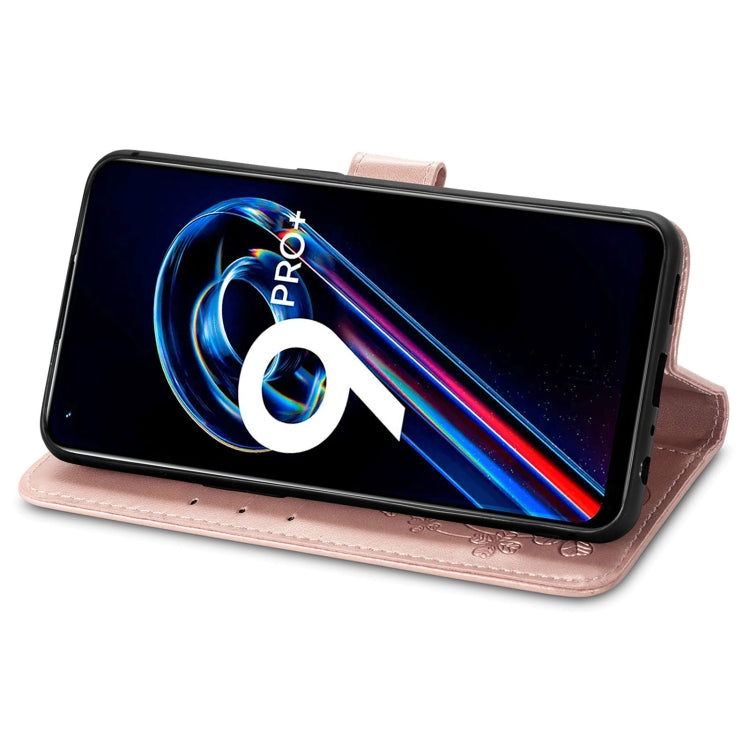 For OPPO Realme 9 Pro+ 5G Four-leaf Clasp Embossed Buckle Leather Phone Case