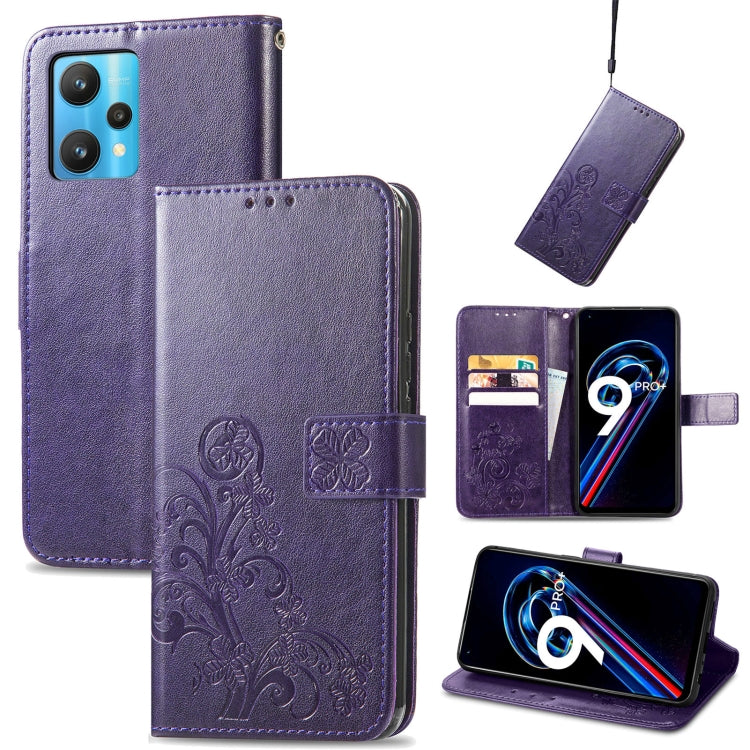For OPPO Realme 9 Pro+ 5G Four-leaf Clasp Embossed Buckle Leather Phone Case