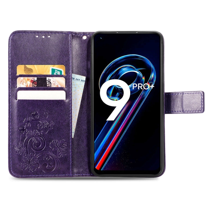 For OPPO Realme 9 Pro+ 5G Four-leaf Clasp Embossed Buckle Leather Phone Case
