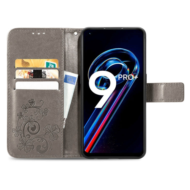 For OPPO Realme 9 Pro+ 5G Four-leaf Clasp Embossed Buckle Leather Phone Case