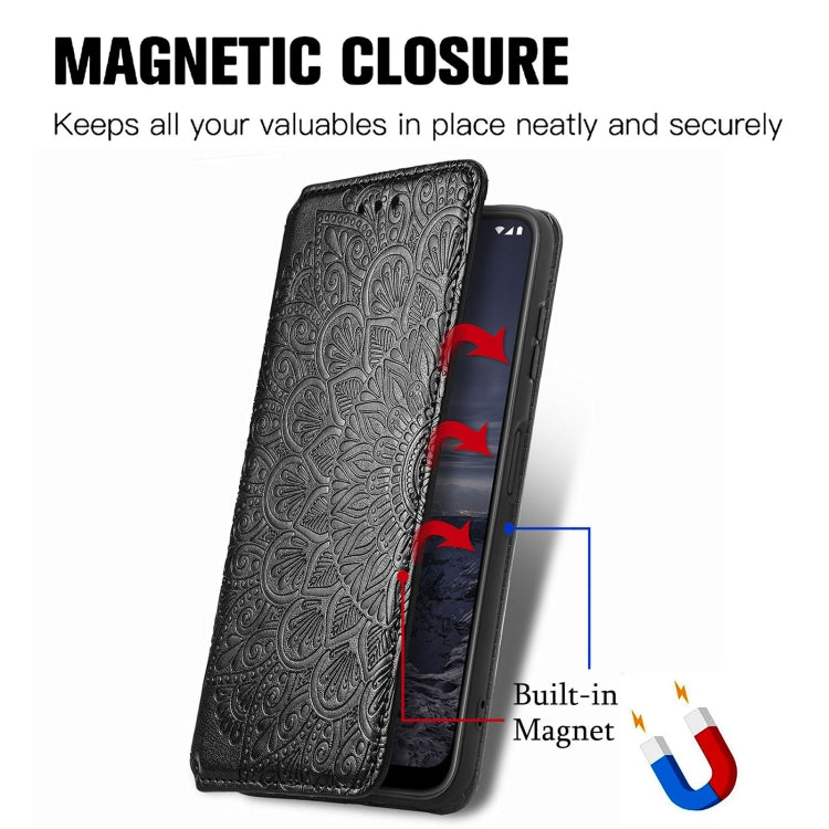 For Nokia G21 Blooming Mandala Embossed Magnetic Leather Phone Case