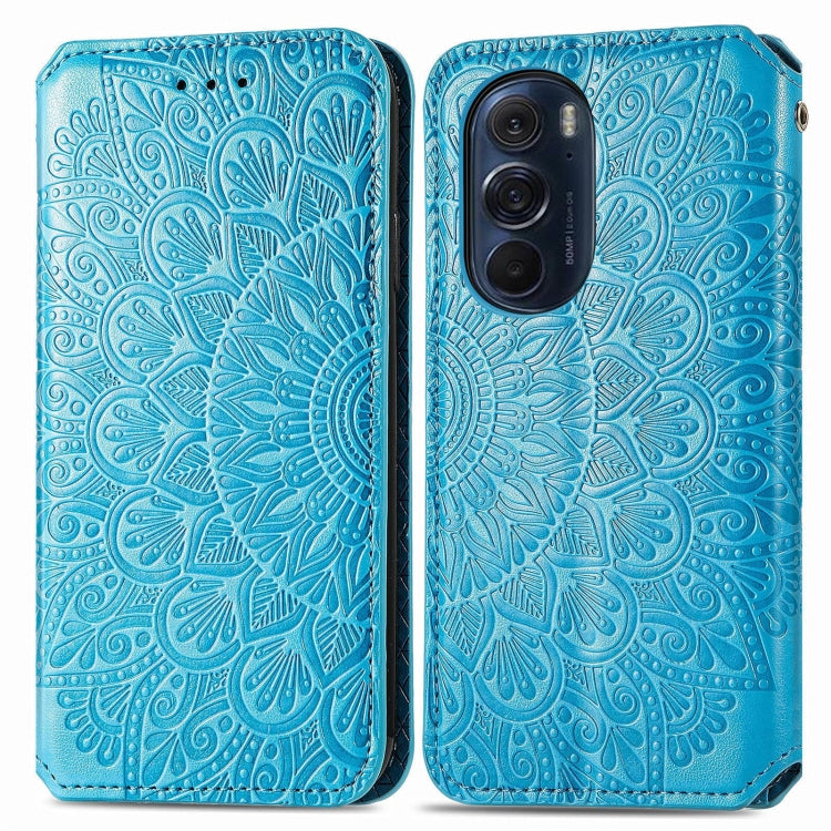 For Motorola Edge X30 Blooming Mandala Embossed Magnetic Leather Phone Case