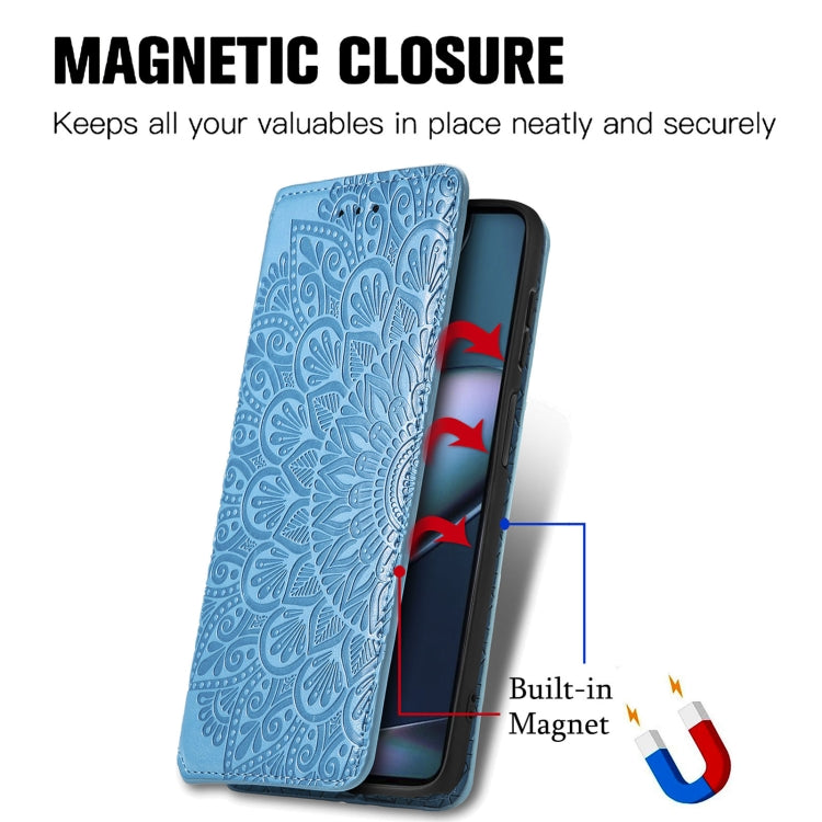 For Motorola Edge X30 Blooming Mandala Embossed Magnetic Leather Phone Case