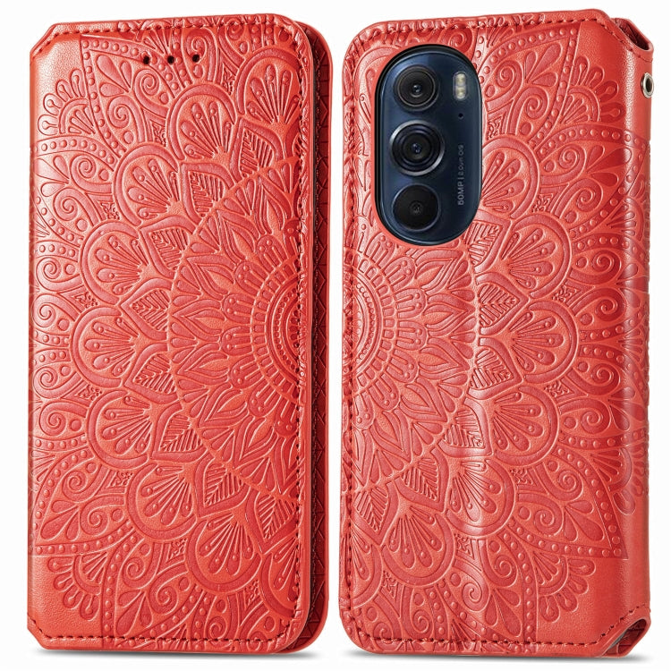 For Motorola Edge X30 Blooming Mandala Embossed Magnetic Leather Phone Case