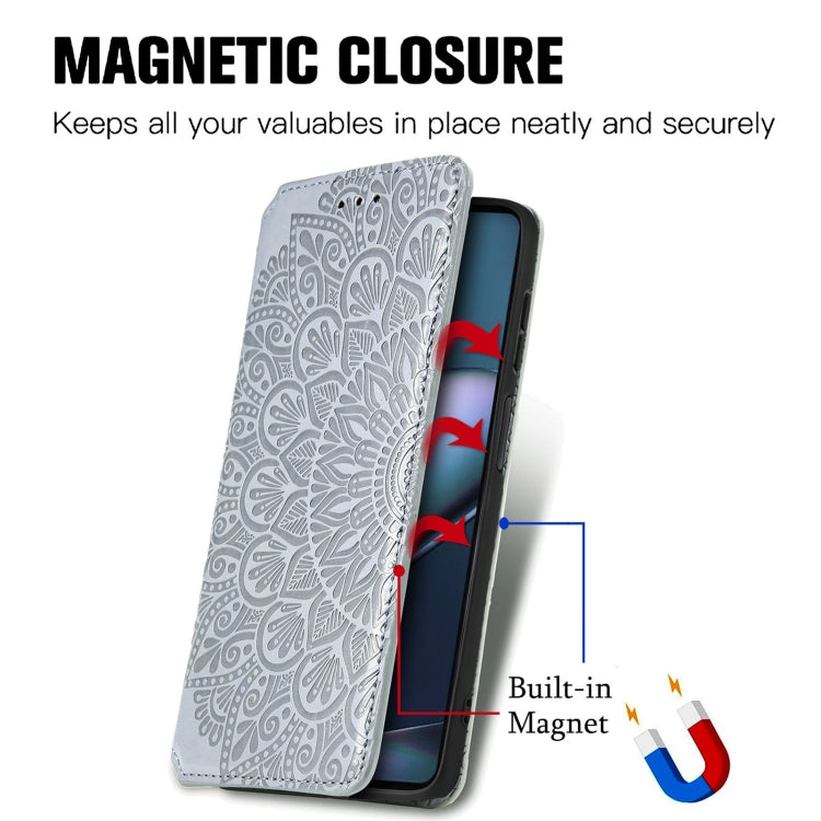 For Motorola Edge X30 Blooming Mandala Embossed Magnetic Leather Phone Case