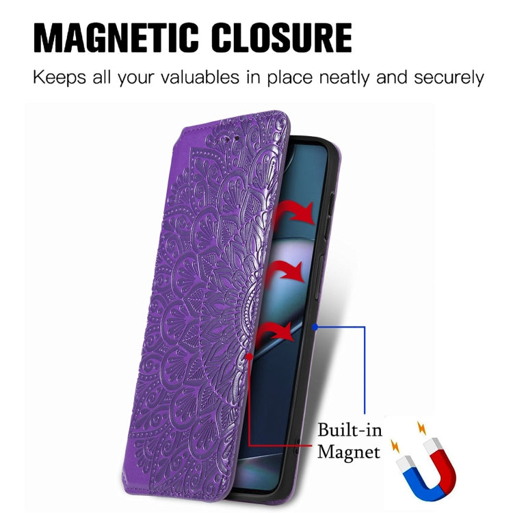For Motorola Edge X30 Blooming Mandala Embossed Magnetic Leather Phone Case